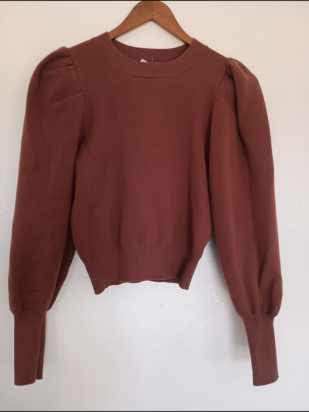 DownEast Brick Red Ribbed Crew Sweater